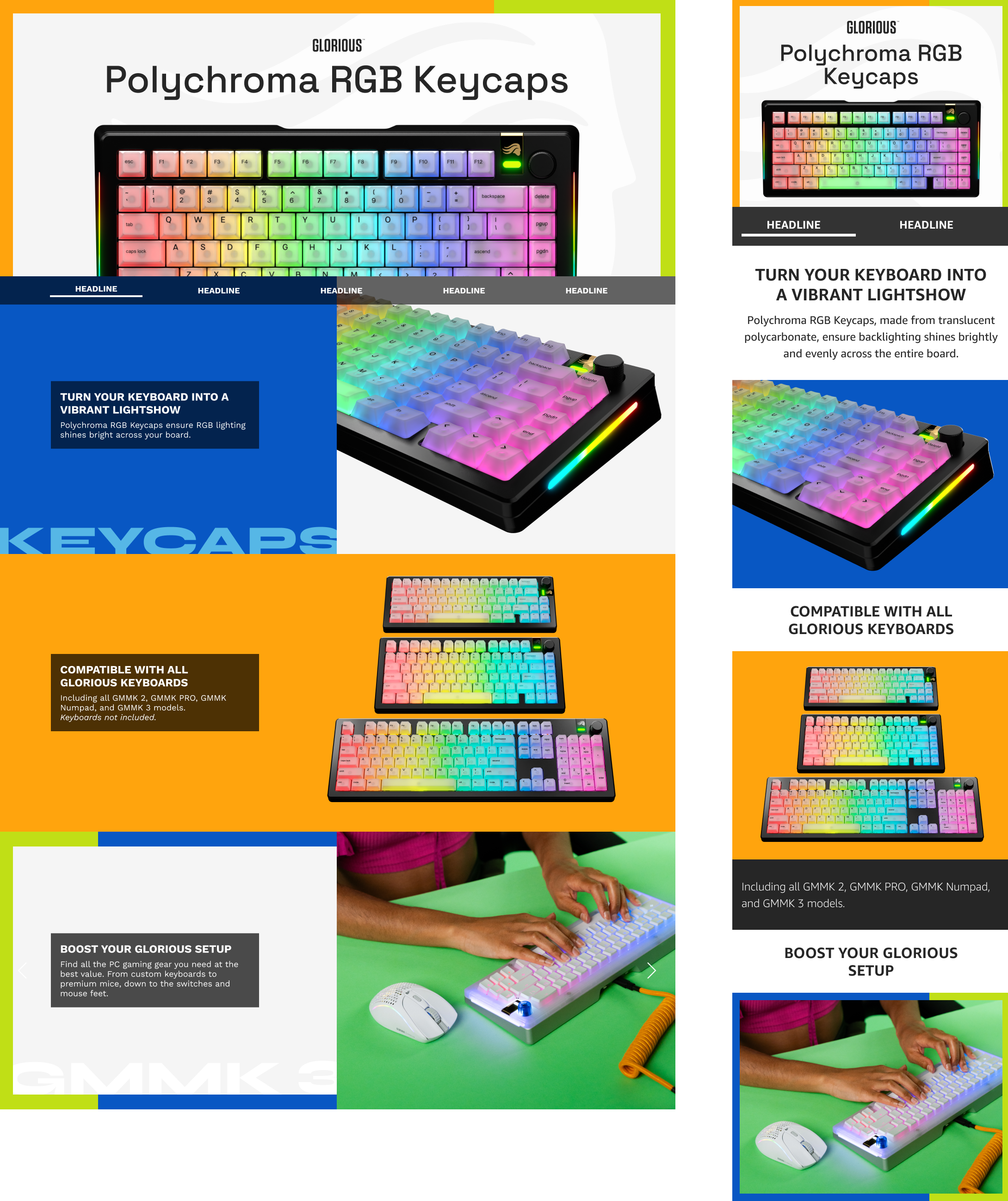 A large marketing image providing additional information about the product Glorious Polychroma V2 RGB Keycaps - Additional alt info not provided